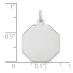 SS Rh-plt Engraveable Octagon Polished Front/Satin Back Disc Charm - Image 3