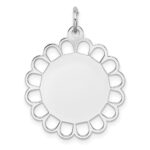 Sterling Silver Rh-plt Engraveable Polished Front/Satin Back Disc Charm