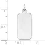 SS Rh-plt Engraveable Rectangle Polished Front/Satin Back Disc Charm - Image 3