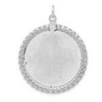 Sterling Silver Rhod-plated Eng. Rnd w/Rope Polish Front/Satin Back Disc - Image 3