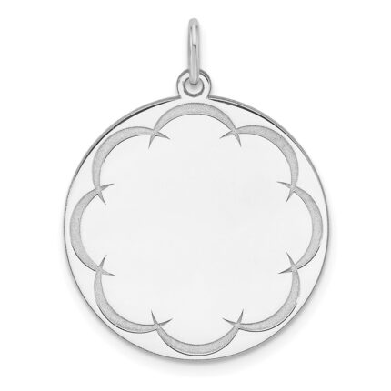 Sterling Silver Rhod-plated Eng. Rnd Polish Front/Back Disc Charm
