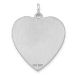SS Rh-plt Engraveable Heart Polished Front/Satin Back Disc Charm - Image 3