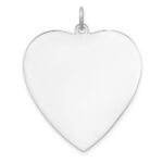 SS Rh-plt Engraveable Heart Polished Front/Satin Back Disc Charm