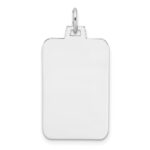 Sterling Silver Rhod.-plated Eng. Rect. Polish Front/Back Disc Charm