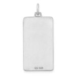 Sterling Silver Rhod-plate Eng. Rect. Polish Front/Satin Back Disc Charm - Image 2