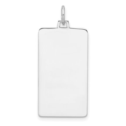 Sterling Silver Rhod-plate Eng. Rect. Polish Front/Back Disc Charm