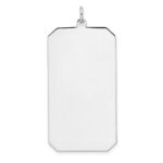 Sterling Silver Rhod-plate Eng. Rect. Polish Front/Satin Back Disc Charm