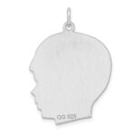 Sterl Silver Rh-plt Engraveable Boy Polished Front/Satin Back Disc Charm - Image 3