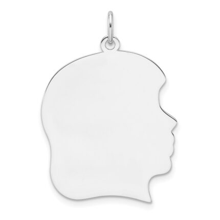 Sterling Silver Rh-plt Engraveable Girl Disc Charm Polish on Front/Back