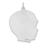 Sterling Silver Rhod-plate Eng. Boy Polished Front/Satin Back Disc Charm - Image 2
