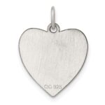 SS Rh-plt Engraveable Heart Polished Front/Satin Back Disc Charm - Image 2