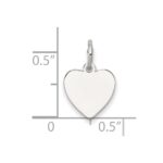 SS Rh-plt Engraveable Heart Polished Front/Satin Back Disc Charm - Image 3