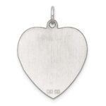 SS Rh-plt Engraveable Heart Polished Front/Satin Back Disc Charm - Image 3