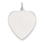 Sterling Silver Rhod-plated Eng. Heart Polish Front/Satin Back Disc Charm