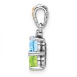 Sterling Silver Antiqued w/14k 2-stone w/Diamond Mothers Pendant Semi-Mount - Image 3