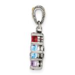 Sterling Silver Antiqued w/14k 4-stone w/Diamond Mothers Pendant Semi-Mount - Image 3