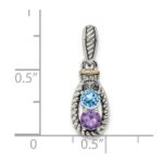 Sterling Silver Antiqued w/14k 2-stone w/Diamond Mothers Pendant Semi-Mount - Image 6