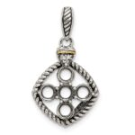 Sterling Silver Antiqued w/14k 5-stone w/Diamond Mothers Pendant Semi-Mount - Image 5