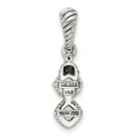 Sterling Silver Antiqued w/14k 2-stone w/Diamond Mothers Pendant Semi-Mount - Image 4