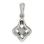 Sterling Silver Antiqued w/14k 4-stone w/Diamond Mothers Pendant Semi-Mount - Image 4