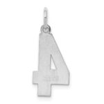 Sterling Silver/Rhodium-plated Polished Number 4 Charm - Image 4