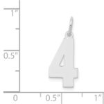 Sterling Silver/Rhodium-plated Polished Number 4 Charm - Image 3