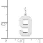 Sterling Silver/Rhodium-plated Polished Number 9 Charm - Image 3