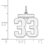 Sterling/Silver Rhodium-plated Polished Number 33 Charm - Image 3