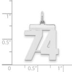 Sterling/Silver Rhodium-plated Polished Number 74 Charm - Image 2