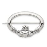 Sterling Silver Antiqued Claddagh Pin