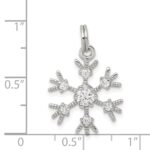 Sterling Silver Rhodium-plated CZ Snowflake Charm - Image 3