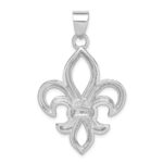 Sterling Silver Rhodium-platedCZ Fleur de Lis Pendant - Image 4