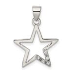 Sterling Silver Rhodium-plated CZ Star Pendant