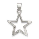 Sterling Silver Rhodium-plated CZ Star Pendant - Image 4