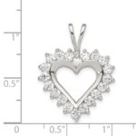 Sterling Silver Rhodium-plated CZ Open Heart Pendant - Image 3