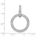 Sterling Silver Rhodium-plated CZ Circle Pendant - Image 3