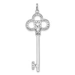 Sterling Silver Rhodium-plated and CZ Key Pendant - Image 4
