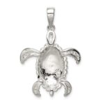 Sterling Silver Rhod-plated Created Blue Opal Inlay/CZ Tortoise Pendant - Image 4