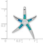 Sterling Silver Rhodium-plated Created Blue Opal Inlay Flat Starfish Slide - Image 3