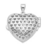 Sterling Silver Rhodium-plated CZ Fancy Design Heart 22mm Locket Pendant - Image 4