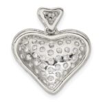 Sterling Silver Rhodium-plated CZ Puffed Heart Pendant - Image 4