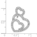 Sterling Silver Rhodium-plated Multi Hearts Clear CZ Slide Pendant - Image 3