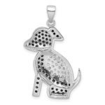 Sterling Silver Rhodium-plated Black and Clear CZ Dog Pendant - Image 4