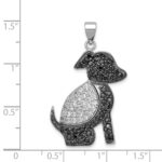 Sterling Silver Rhodium-plated Black and Clear CZ Dog Pendant - Image 3