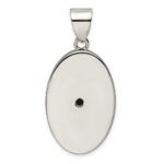 Sterling Silver Rhodium-plated Onyx Polished Oval Pendant - Image 4