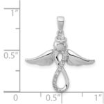 Sterling Silver Rhodium-plated Diamond Angel Pendant - Image 3