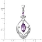Sterling Silver Rhodium-plated Amethyst Fancy Pendant - Image 3