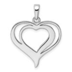 Sterling Silver Rhodium-plated Stellux Crystal Double Heart Pendant - Image 4