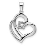 Sterling Silver Rhodium Plated CZ Heart Pendant - Image 4