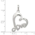 Sterling Silver Polished Love Heart Pendant - Image 3